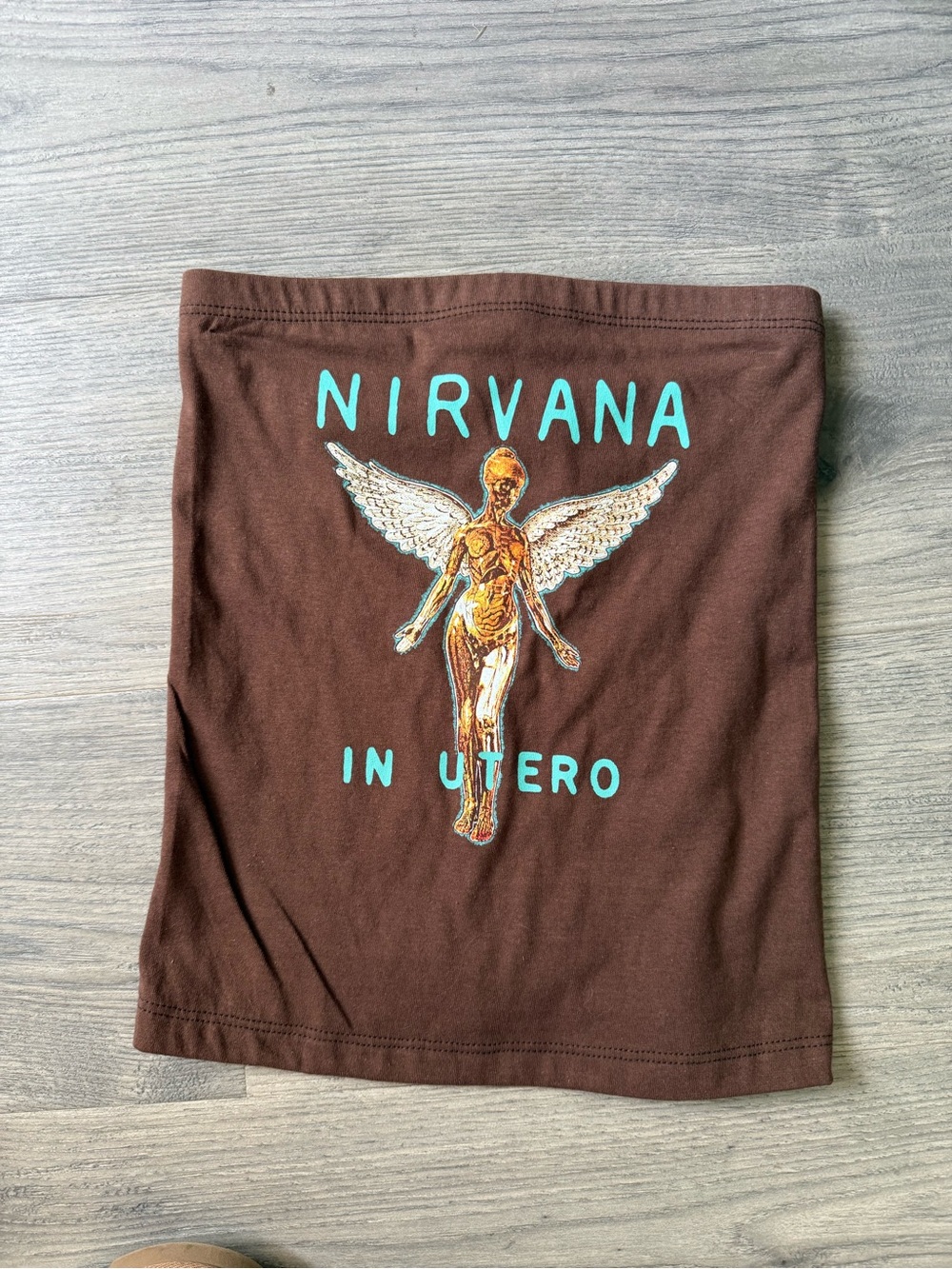 NIRVANA Brown Smiley Logo Crewneck Tee